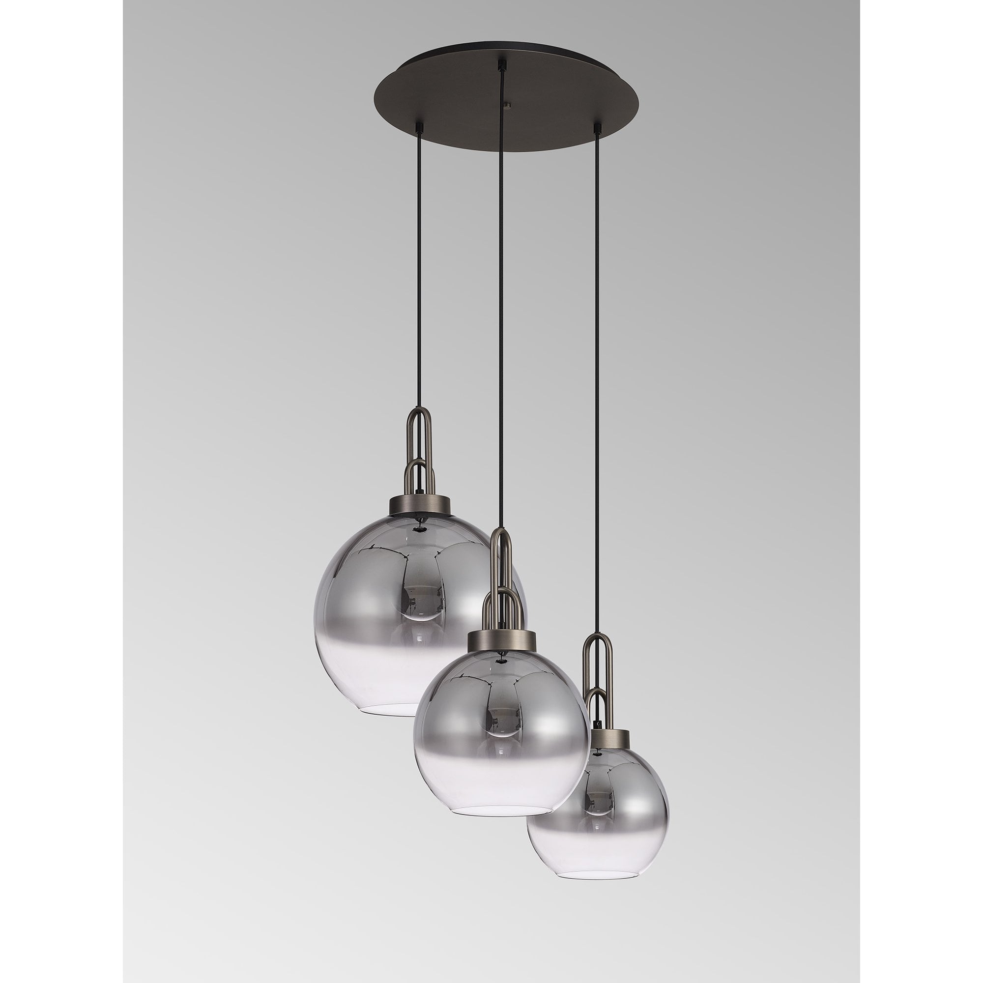 NLK15519 Acme 3 Light Round Pendant Antique Silver Matt Black