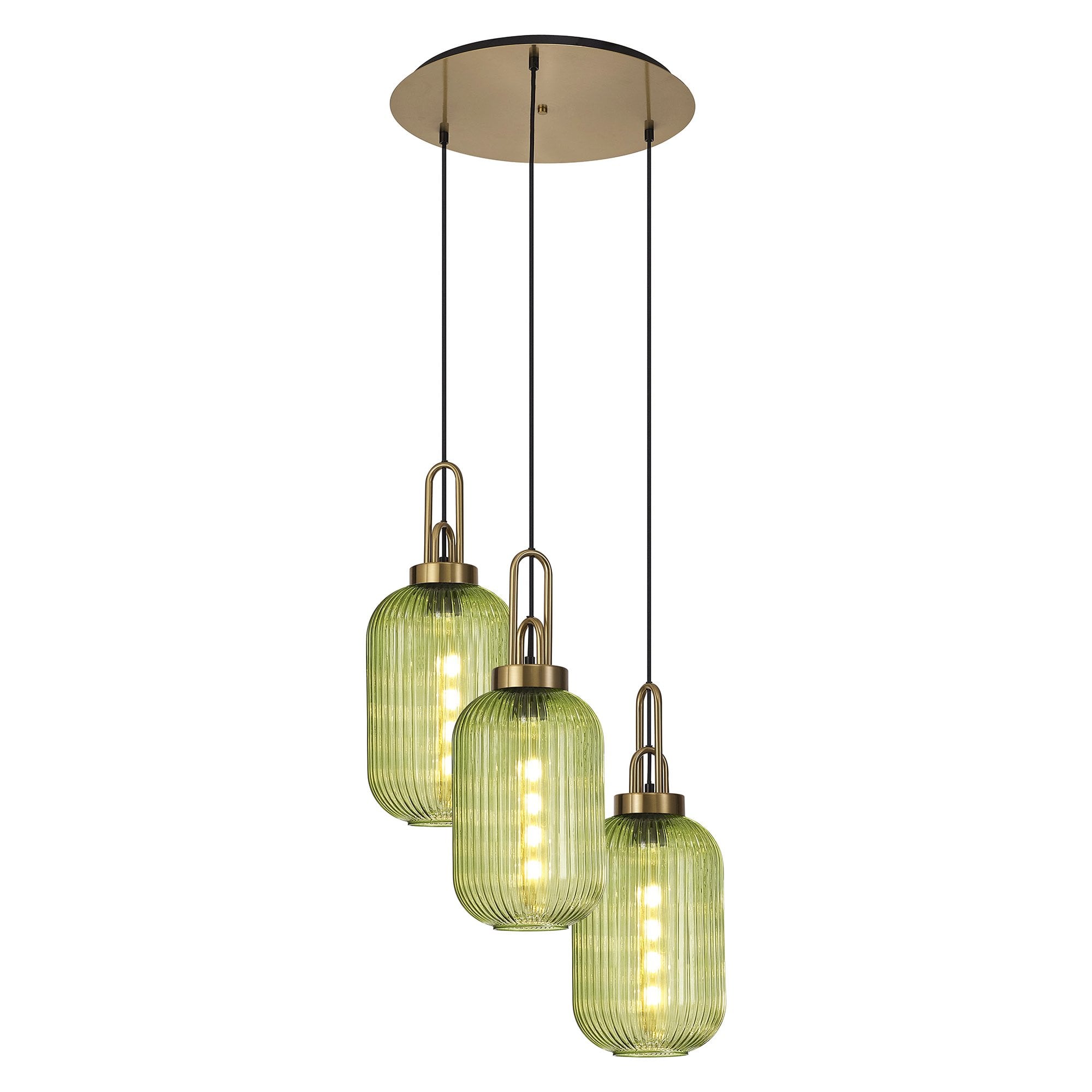 NLK15529 Acme 3 Light Round Pendant Brass Gold Matt Black