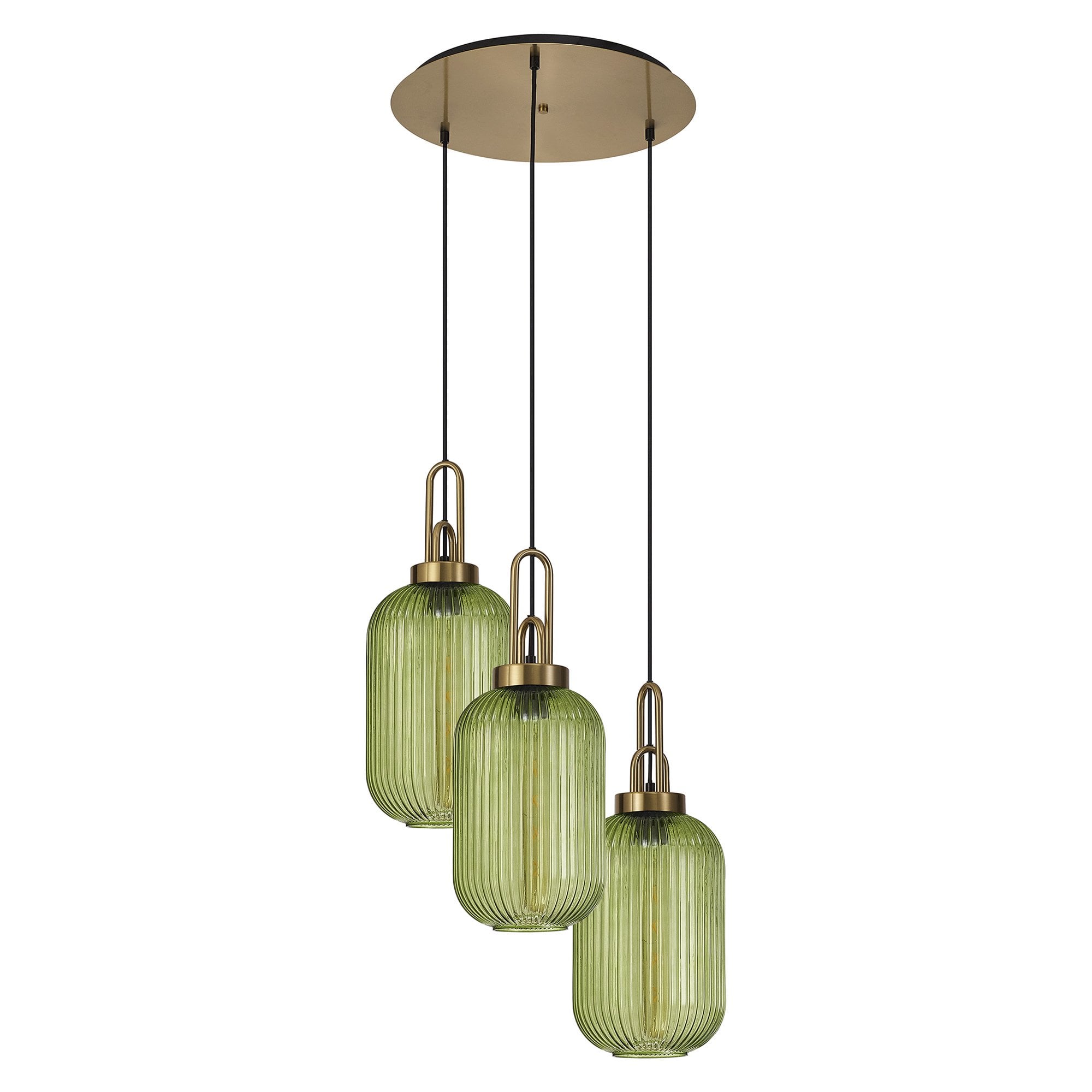 NLK15529 Acme 3 Light Round Pendant Brass Gold Matt Black