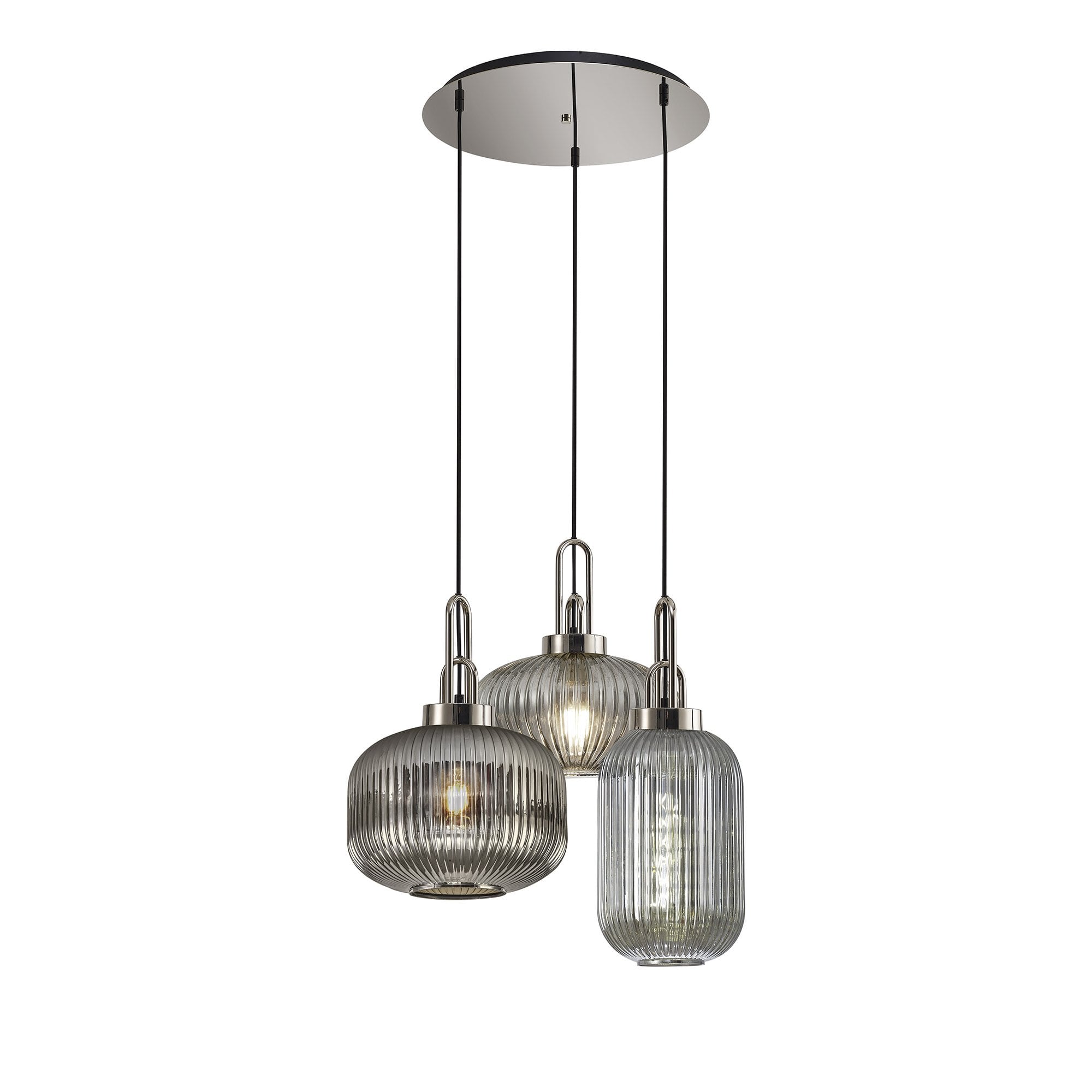 NLK15539 Acme 3 Light Round Pendant Polished Nickel Matt Black