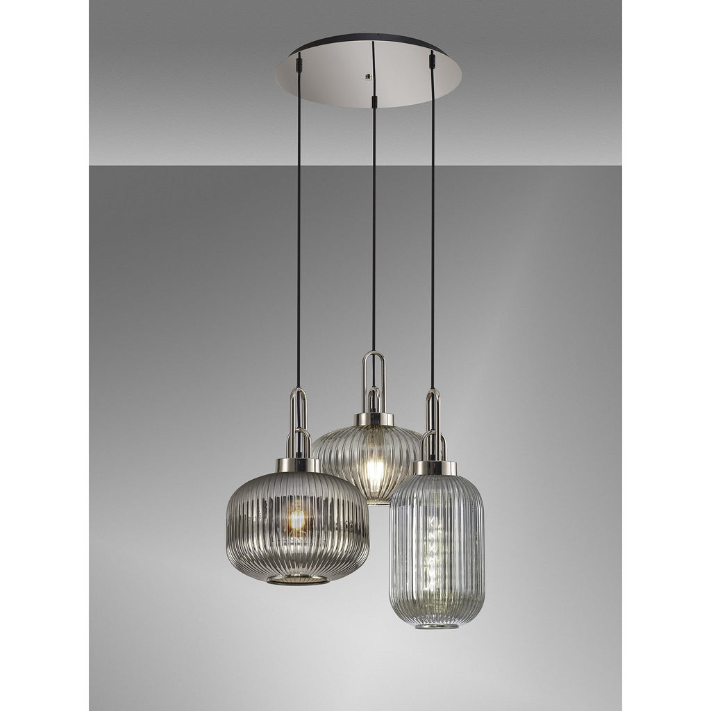 NLK15539 Acme 3 Light Round Pendant Polished Nickel Matt Black