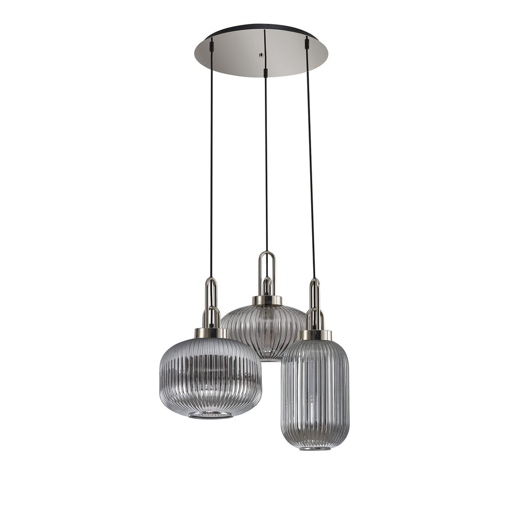 NLK15539 Acme 3 Light Round Pendant Polished Nickel Matt Black