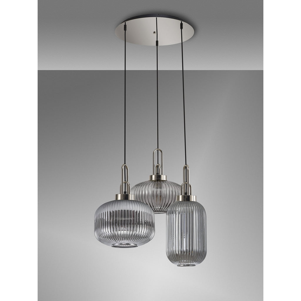 NLK15539 Acme 3 Light Round Pendant Polished Nickel Matt Black