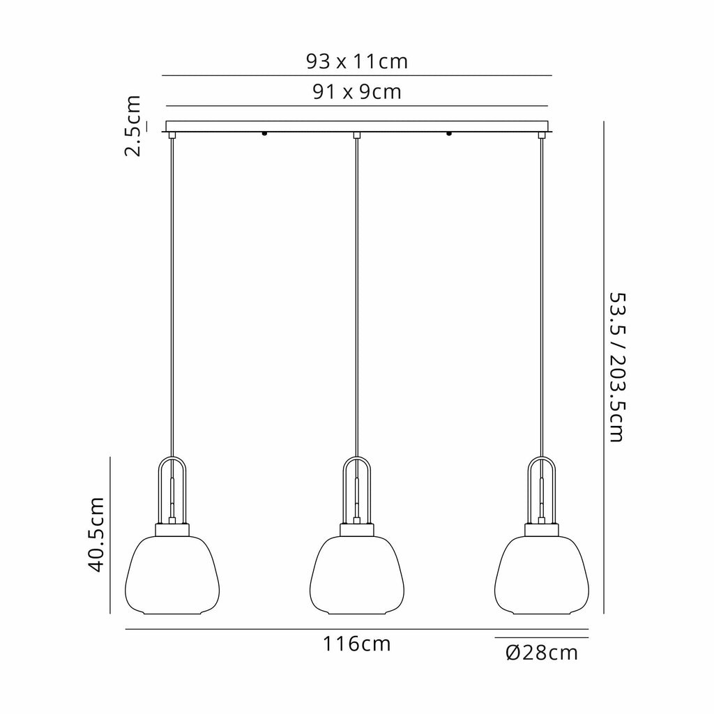 NLK15549 Acme 3 Light Linear Pendant Copper Matt Black