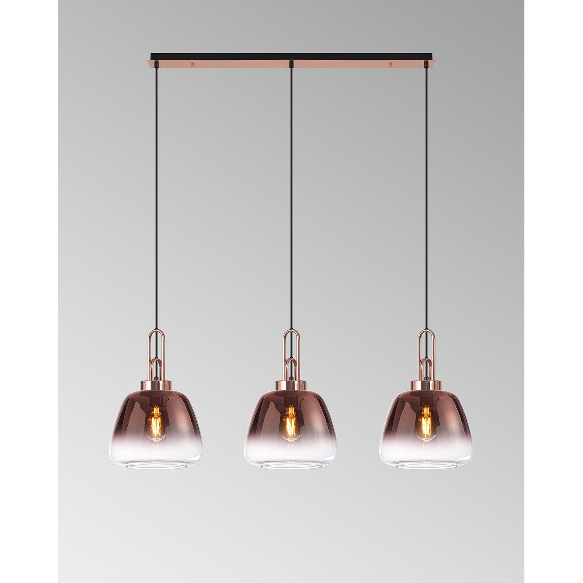 NLK15549 Acme 3 Light Linear Pendant Copper Matt Black