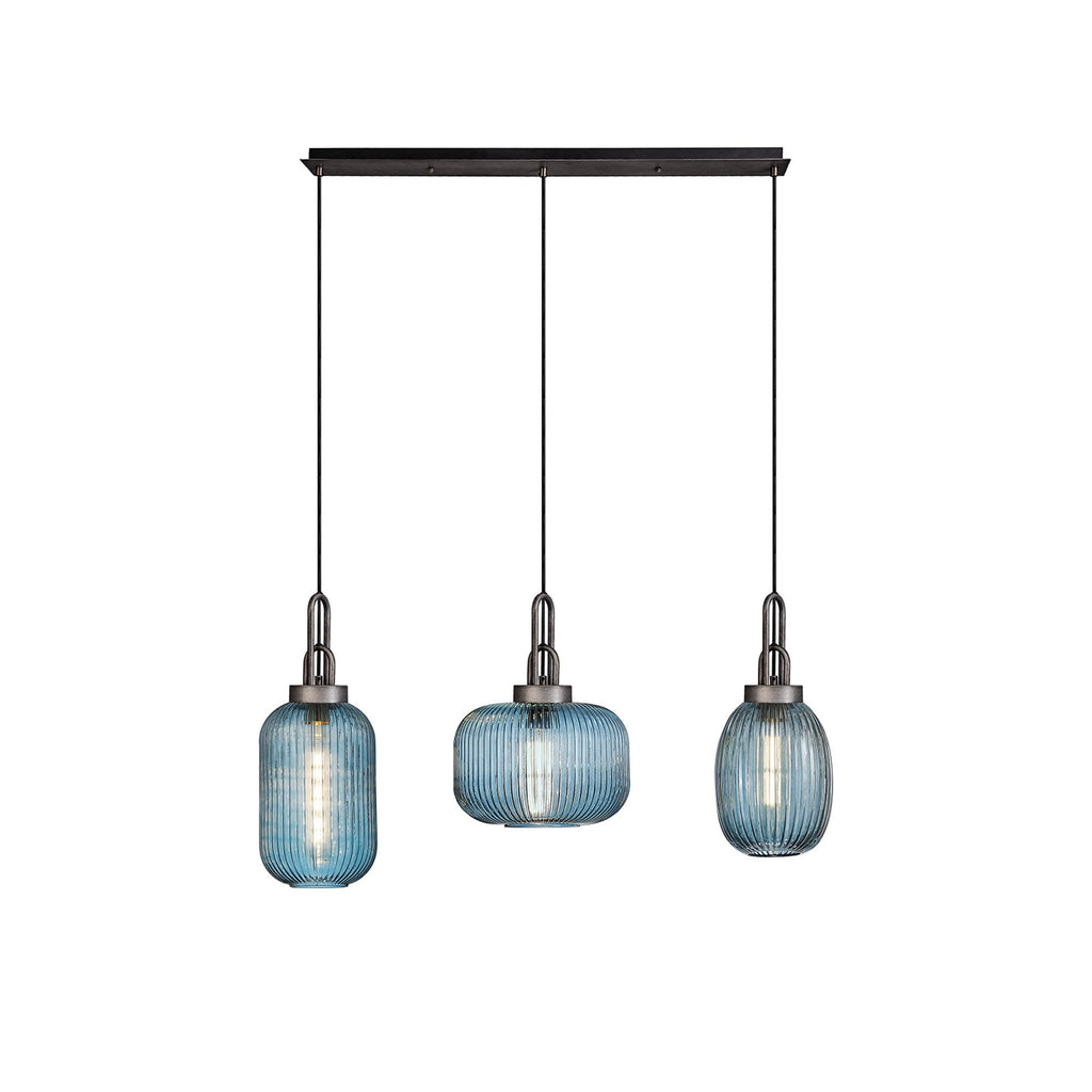 NLK15559 Acme 3 Light Linear Pendant Aged Pewter Matt Black
