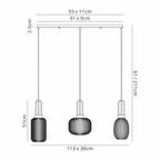 NLK15559 Acme 3 Light Linear Pendant Aged Pewter Matt Black