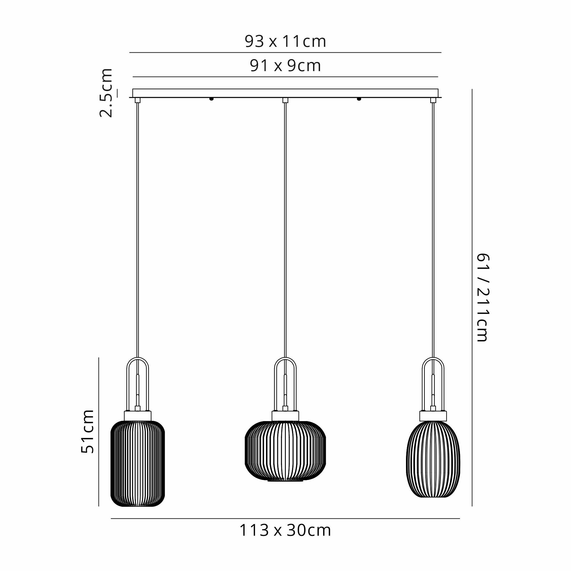 NLK15559 Acme 3 Light Linear Pendant Aged Pewter Matt Black