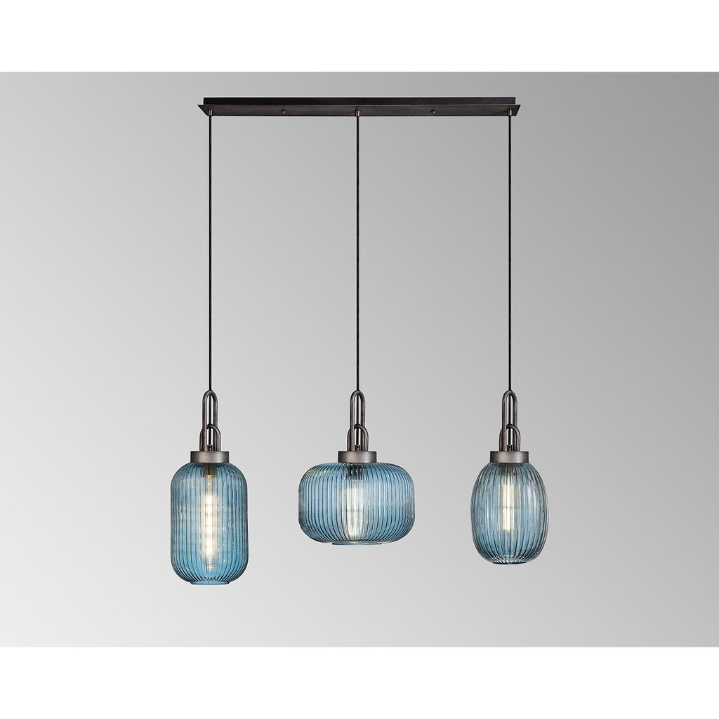 NLK15559 Acme 3 Light Linear Pendant Aged Pewter Matt Black
