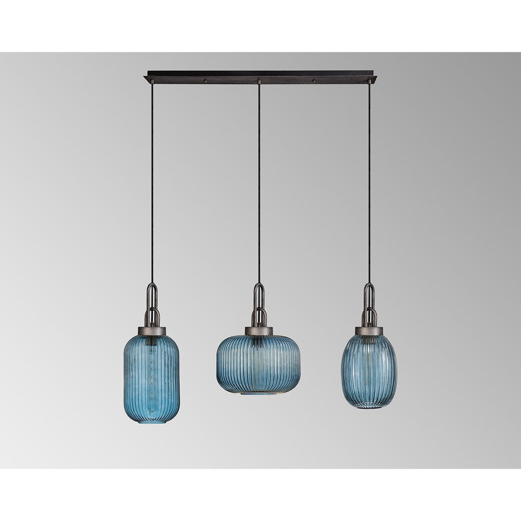NLK15559 Acme 3 Light Linear Pendant Aged Pewter Matt Black