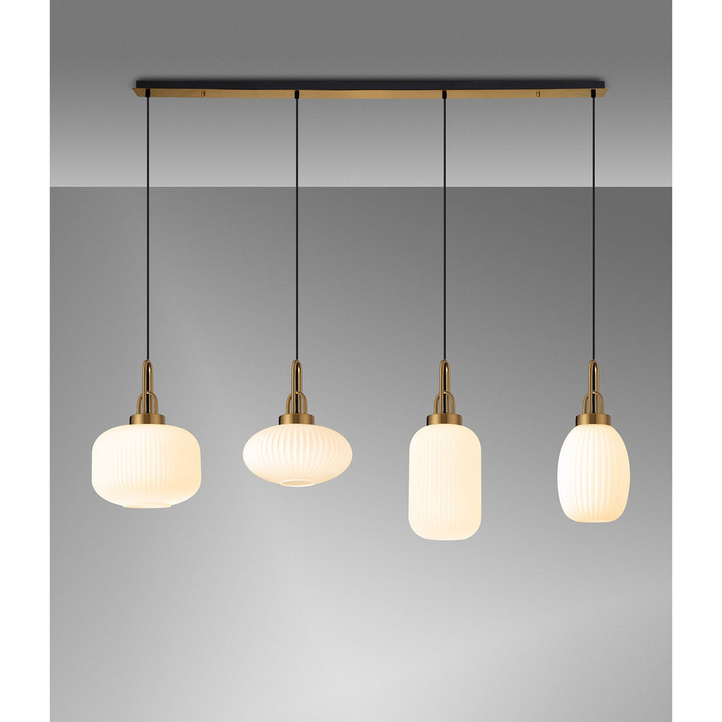 NLK15569 Acme 4 Light Linear Pendant Brass Gold Matt Black