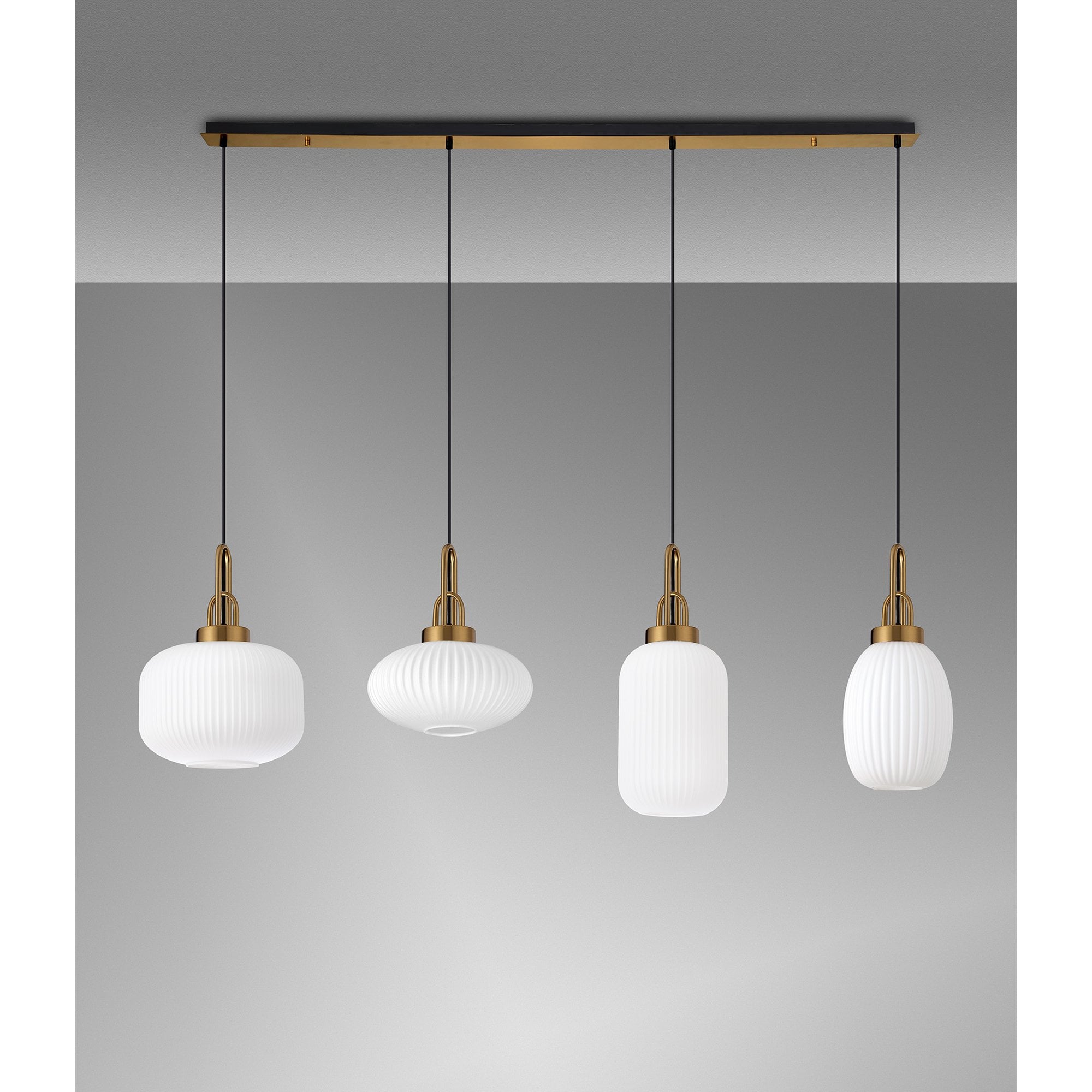 NLK15569 Acme 4 Light Linear Pendant Brass Gold Matt Black
