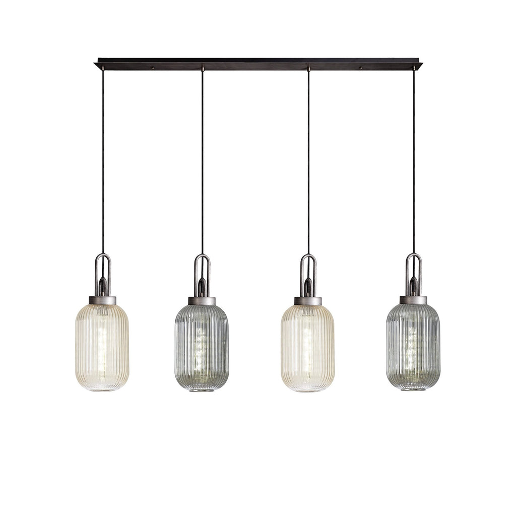 NLK15579 Acme 4 Light Linear Pendant Aged Pewter Matt Black
