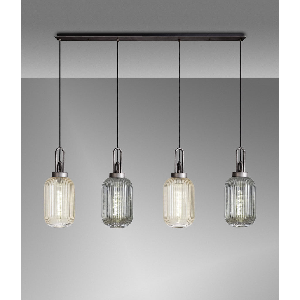 NLK15579 Acme 4 Light Linear Pendant Aged Pewter Matt Black