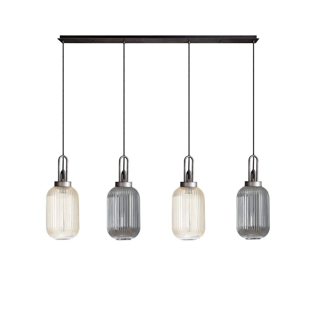NLK15579 Acme 4 Light Linear Pendant Aged Pewter Matt Black