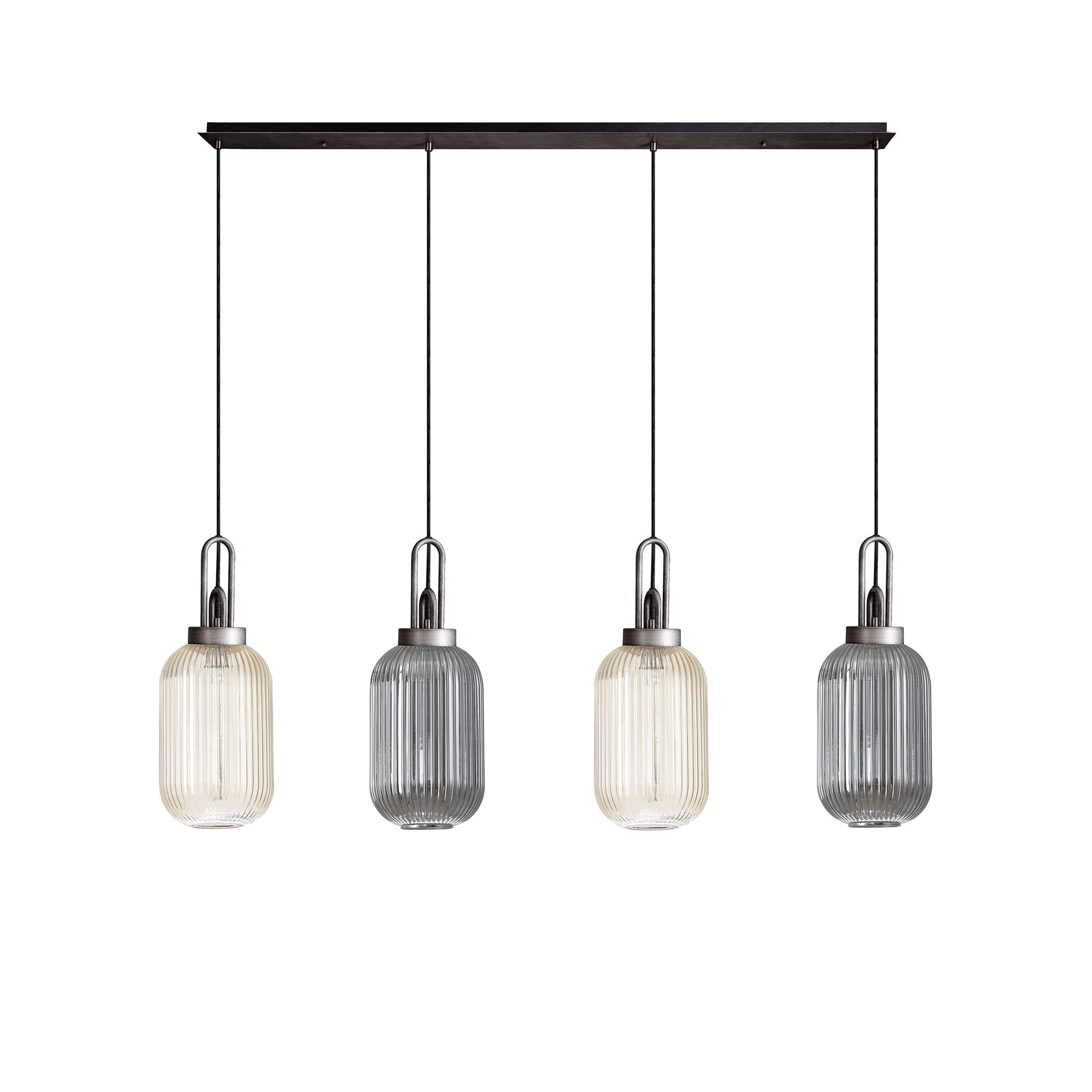 NLK15579 Acme 4 Light Linear Pendant Aged Pewter Matt Black