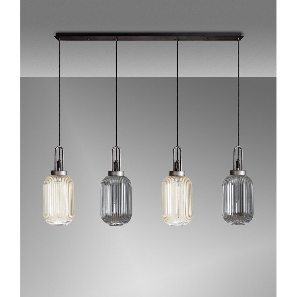 NLK15579 Acme 4 Light Linear Pendant Aged Pewter Matt Black