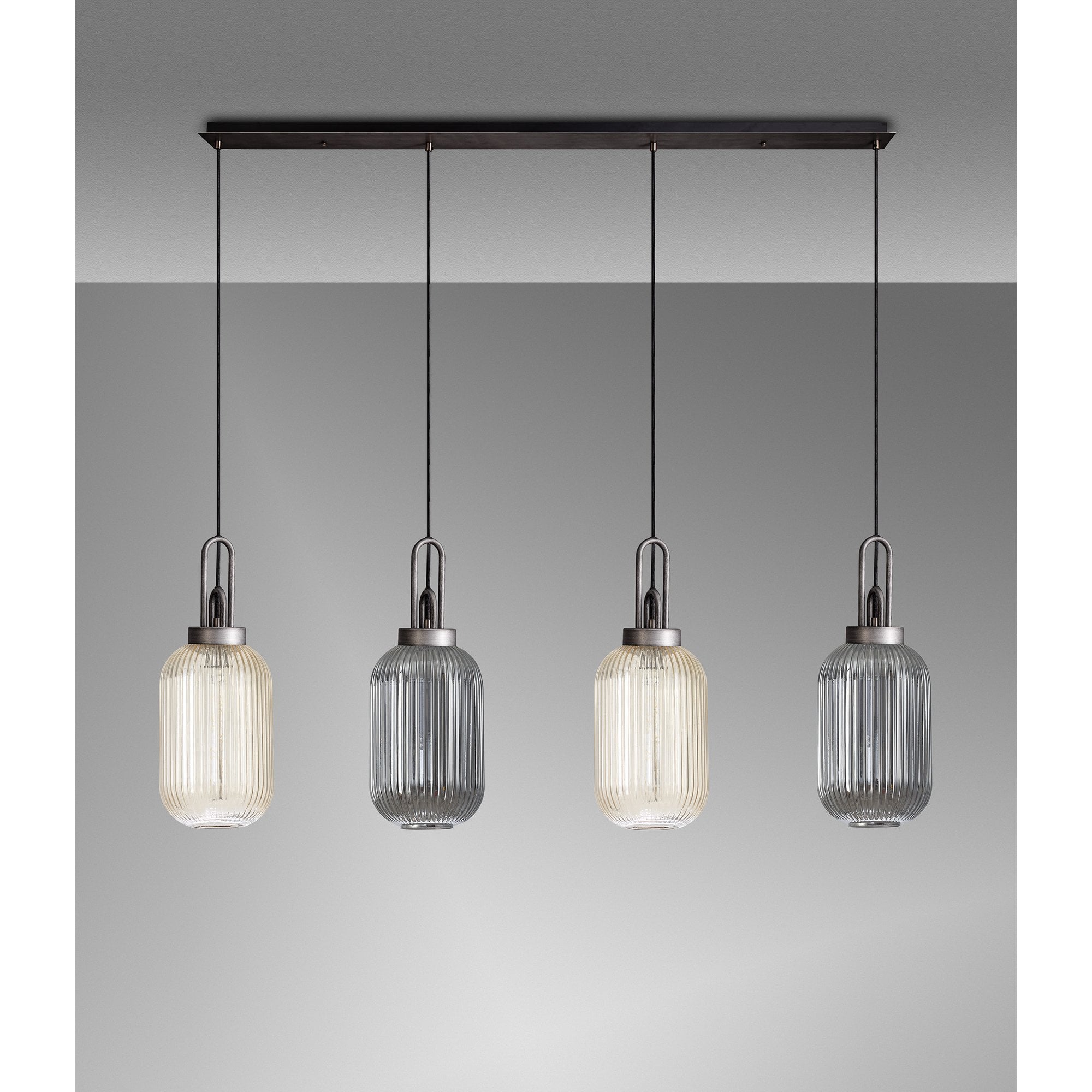 NLK15579 Acme 4 Light Linear Pendant Aged Pewter Matt Black