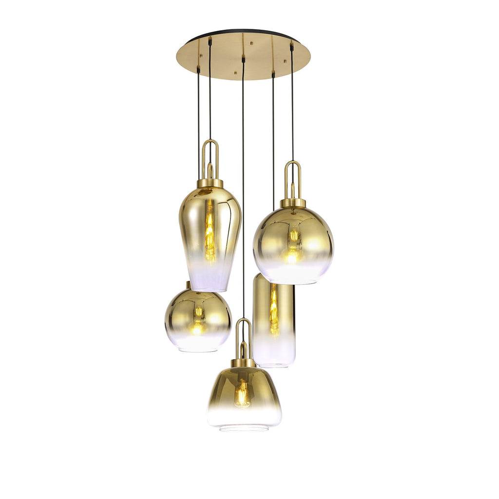 NLK15589 Acme 5 Light Round Pendant Brass Gold Matt Black