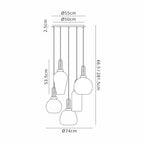 NLK15589 Acme 5 Light Round Pendant Brass Gold Matt Black