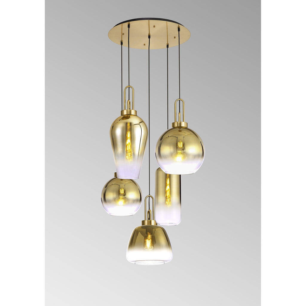 NLK15589 Acme 5 Light Round Pendant Brass Gold Matt Black