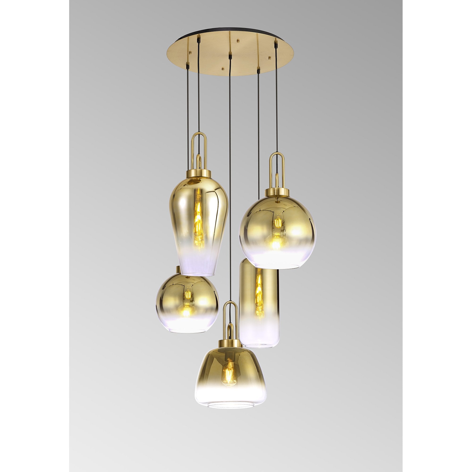 NLK15589 Acme 5 Light Round Pendant Brass Gold Matt Black
