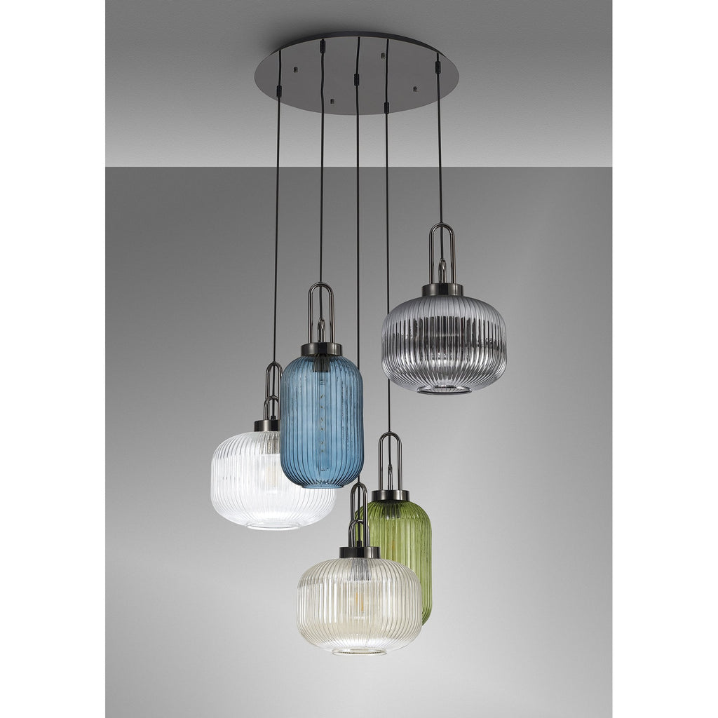 NLK15599 Acme 5 Light Round Pendant Black Chrome Matt Black