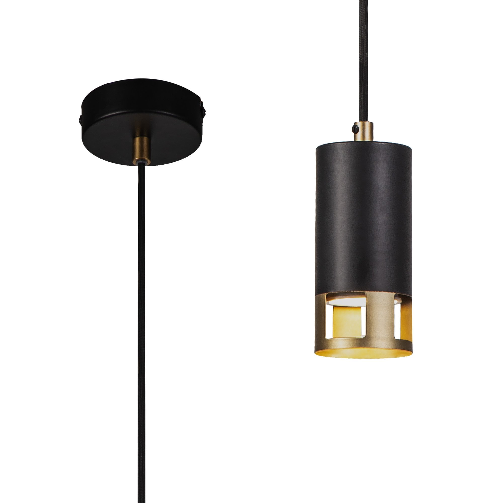 NL71239 Adner 1 Light Pendant Black Painted Gold – Lights 2 Go
