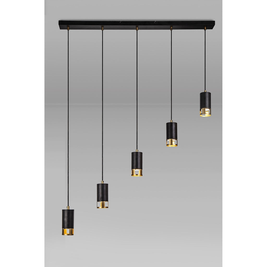 NL71249 Adner 5 Light Bar Pendant Black Painted Gold