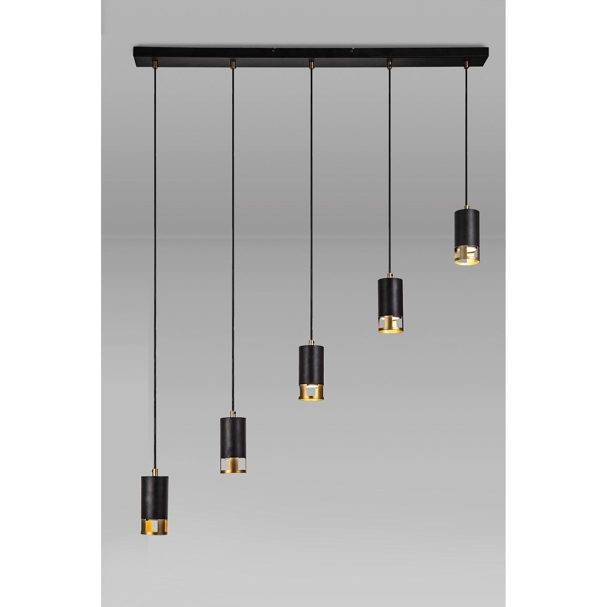 NL71249 Adner 5 Light Bar Pendant Black Painted Gold