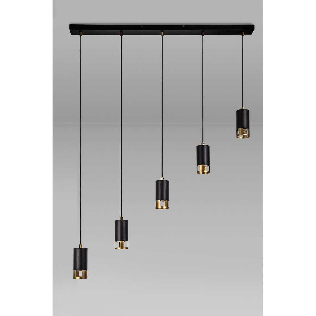 NL71249 Adner 5 Light Bar Pendant Black Painted Gold