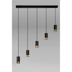 NL71249 Adner 5 Light Bar Pendant Black Painted Gold