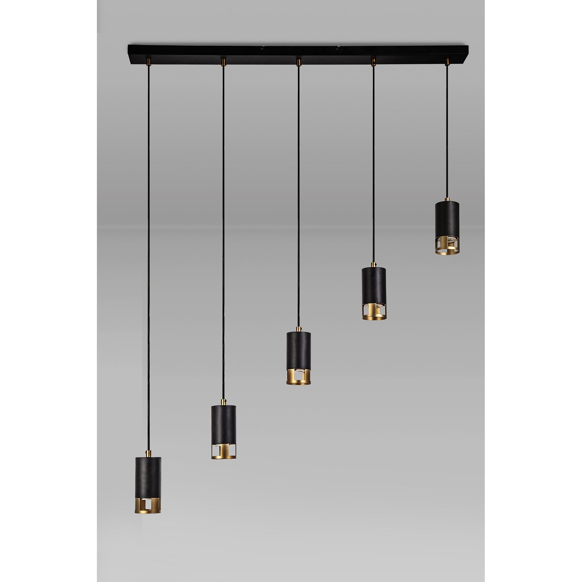 NL71249 Adner 5 Light Bar Pendant Black Painted Gold