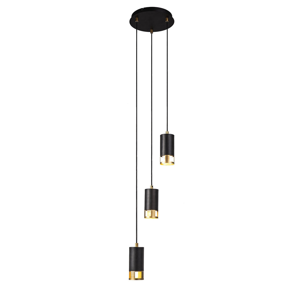 NL71259 Adner 3 Light Round Pendant Black Painted Gold