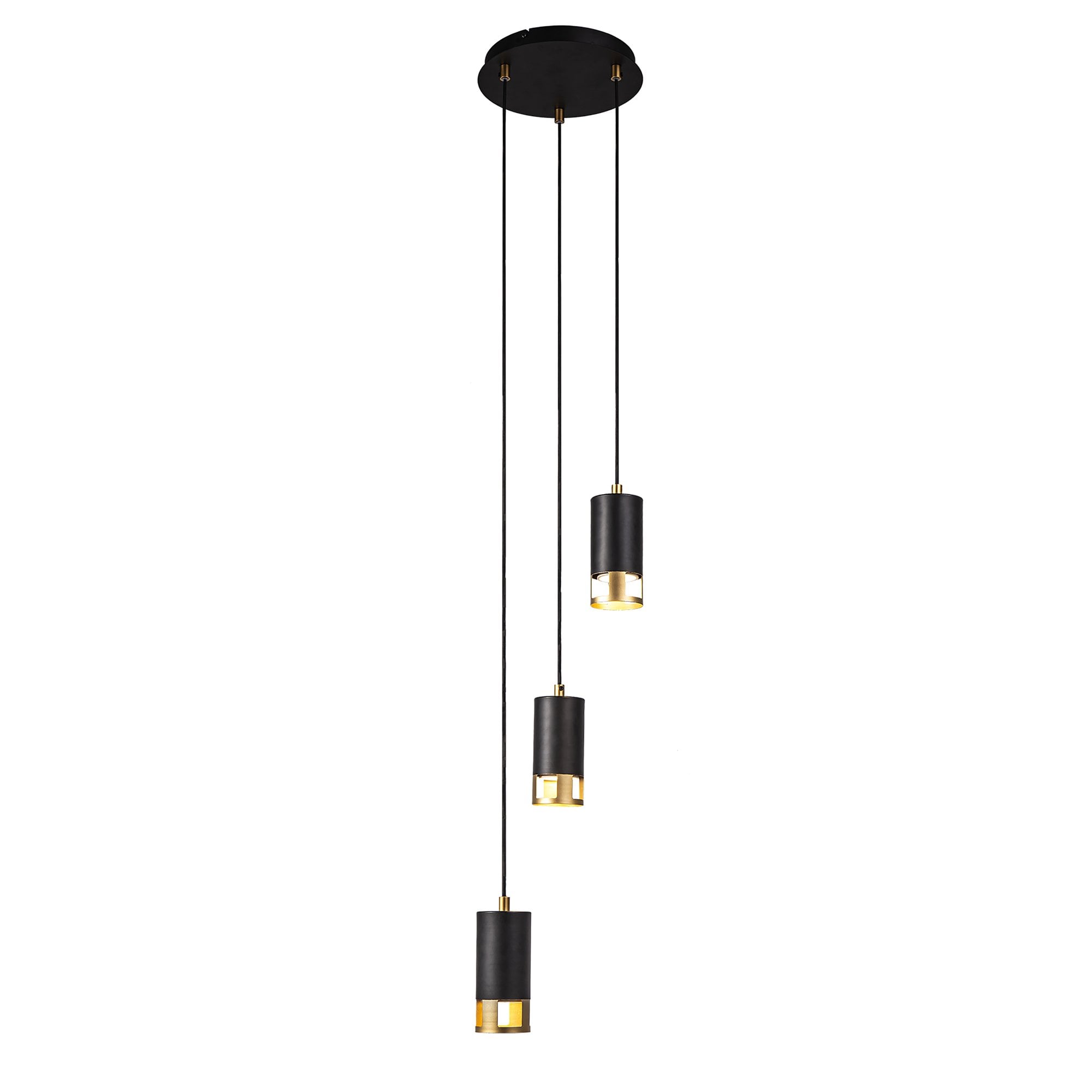 NL71259 Adner 3 Light Round Pendant Black Painted Gold