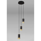 NL71259 Adner 3 Light Round Pendant Black Painted Gold