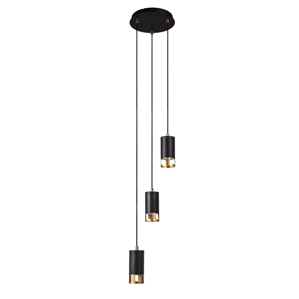 NL71259 Adner 3 Light Round Pendant Black Painted Gold
