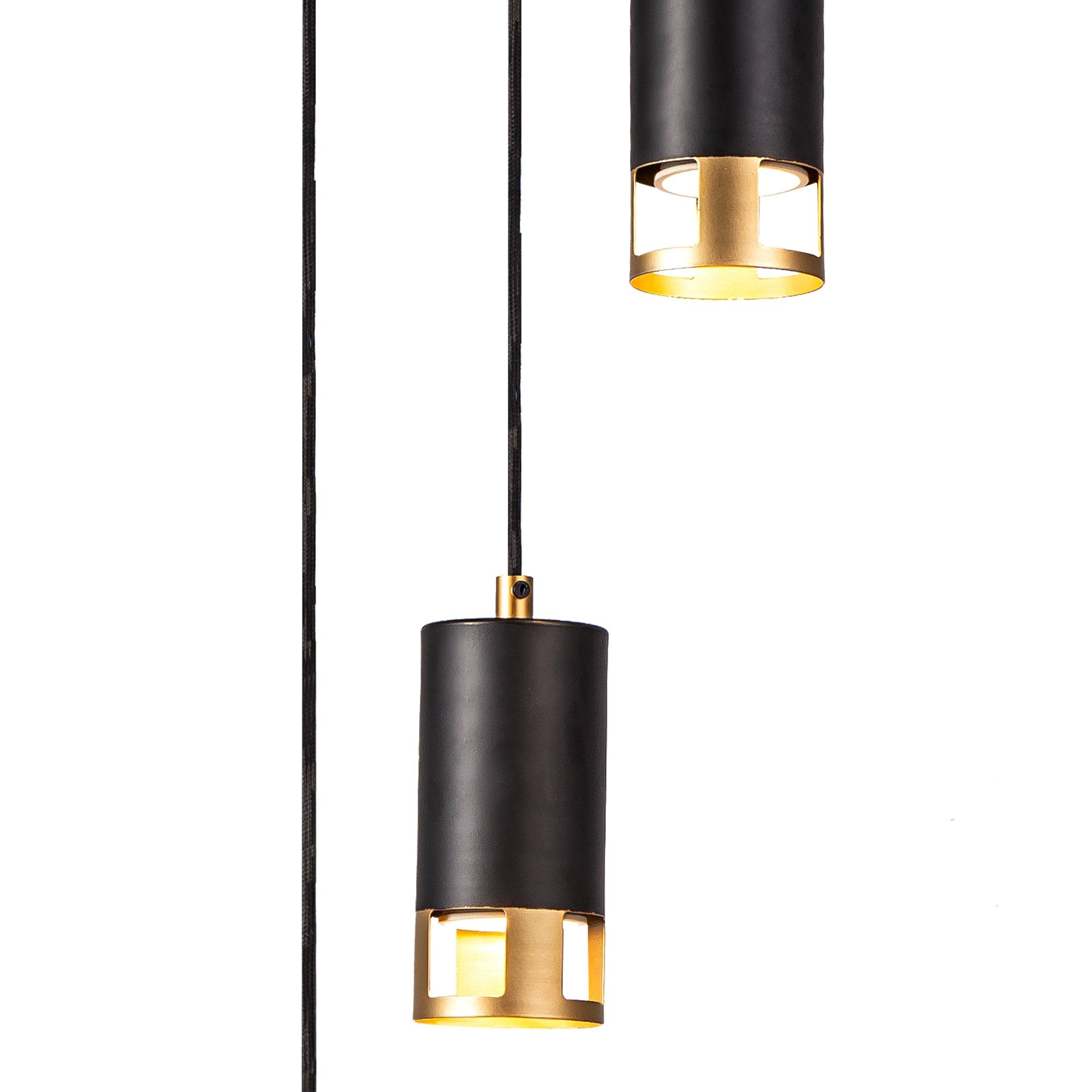 NL71259 Adner 3 Light Round Pendant Black Painted Gold