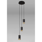 NL71259 Adner 3 Light Round Pendant Black Painted Gold
