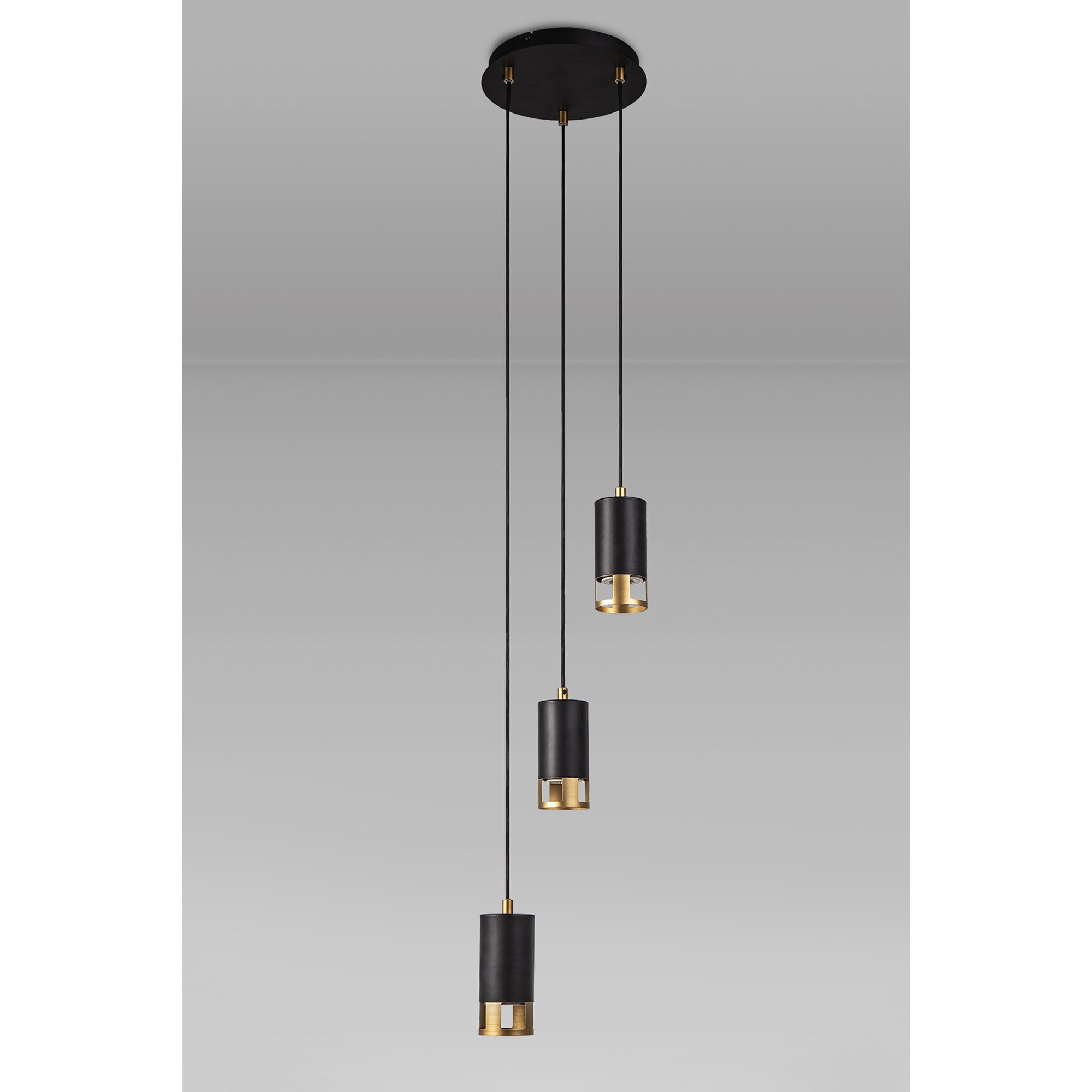 NL71259 Adner 3 Light Round Pendant Black Painted Gold