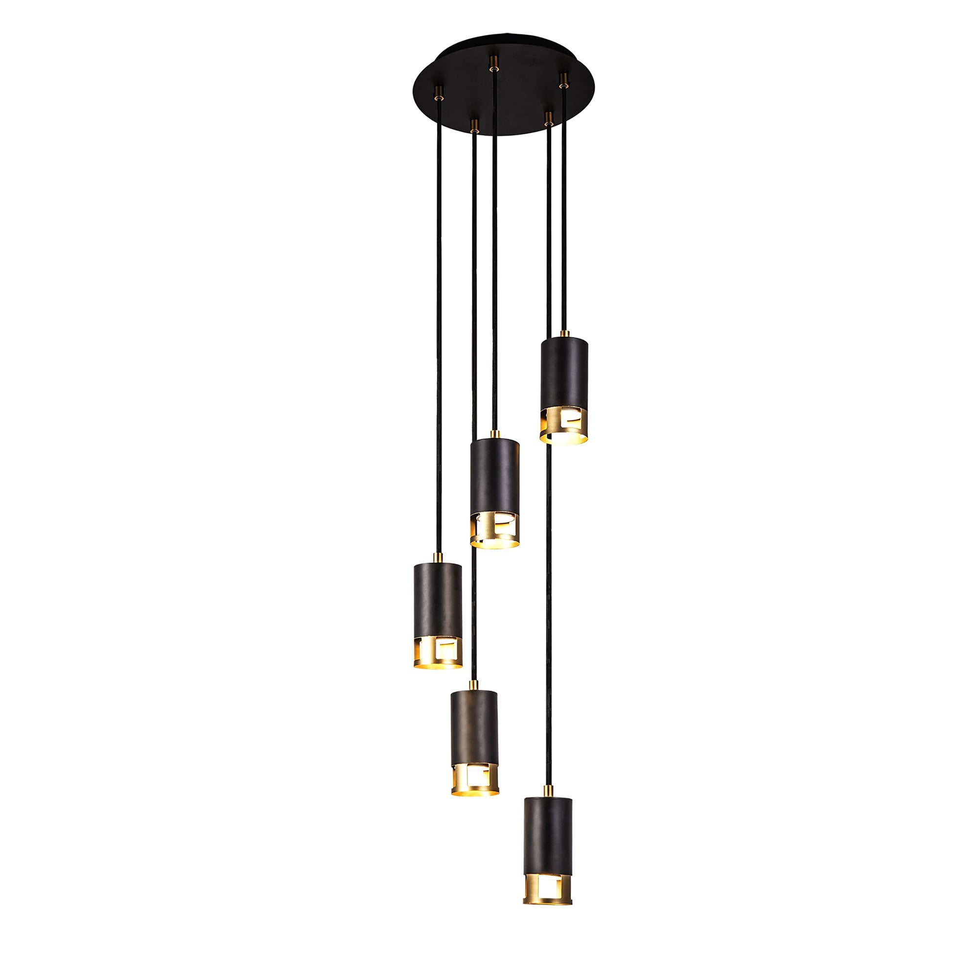 NL71269 Adner 5 Light Round Pendant Black Painted Gold