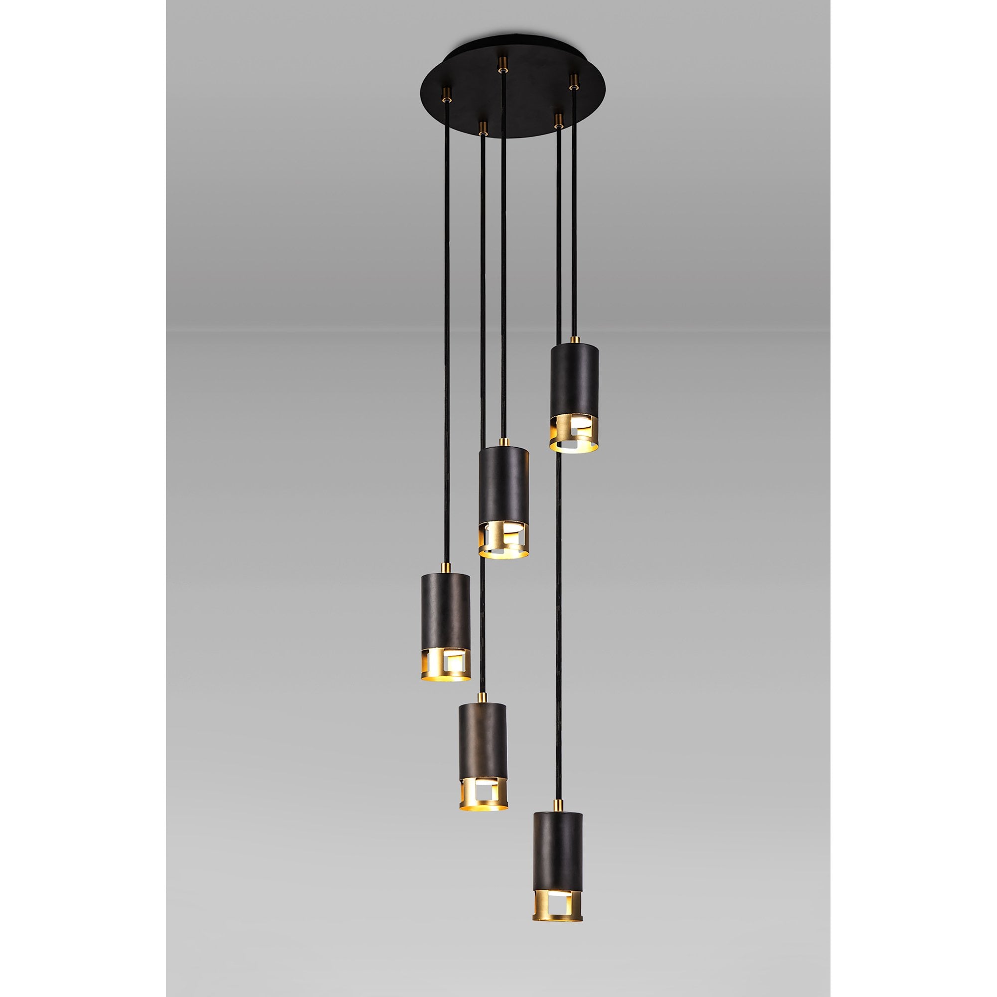 NL71269 Adner 5 Light Round Pendant Black Painted Gold