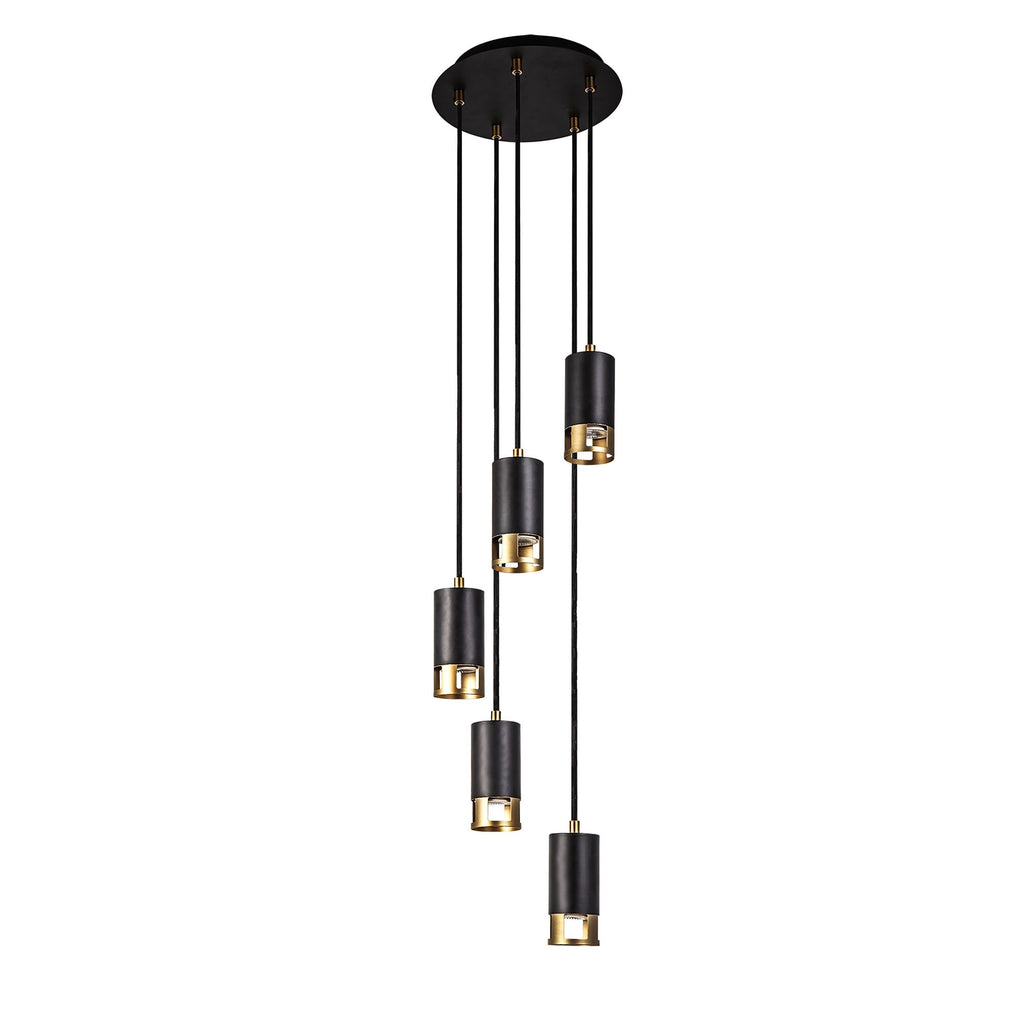 NL71269 Adner 5 Light Round Pendant Black Painted Gold