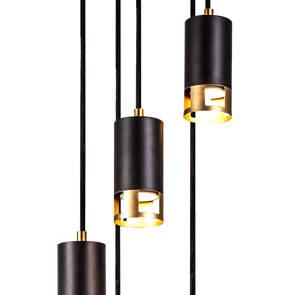 NL71269 Adner 5 Light Round Pendant Black Painted Gold