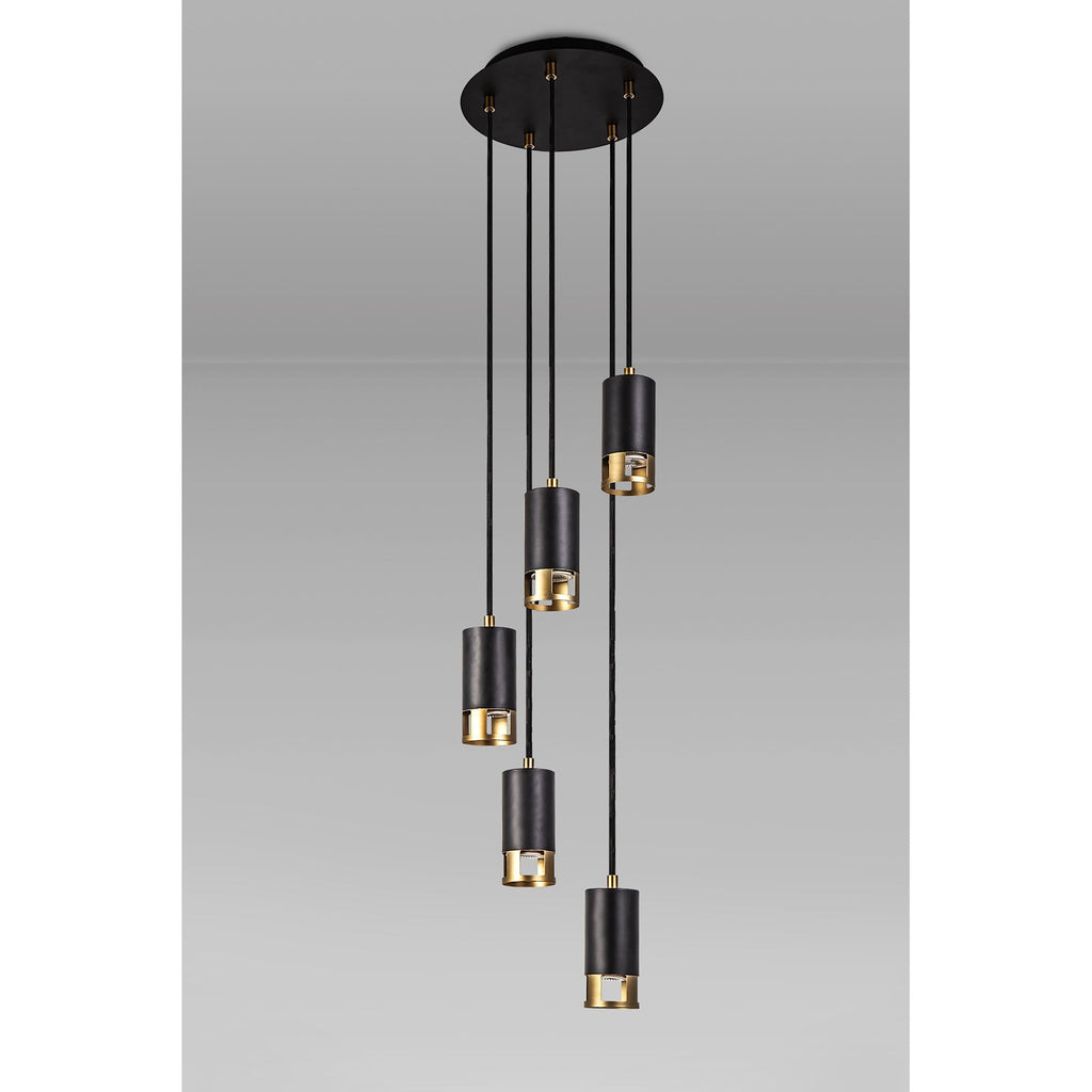 NL71269 Adner 5 Light Round Pendant Black Painted Gold