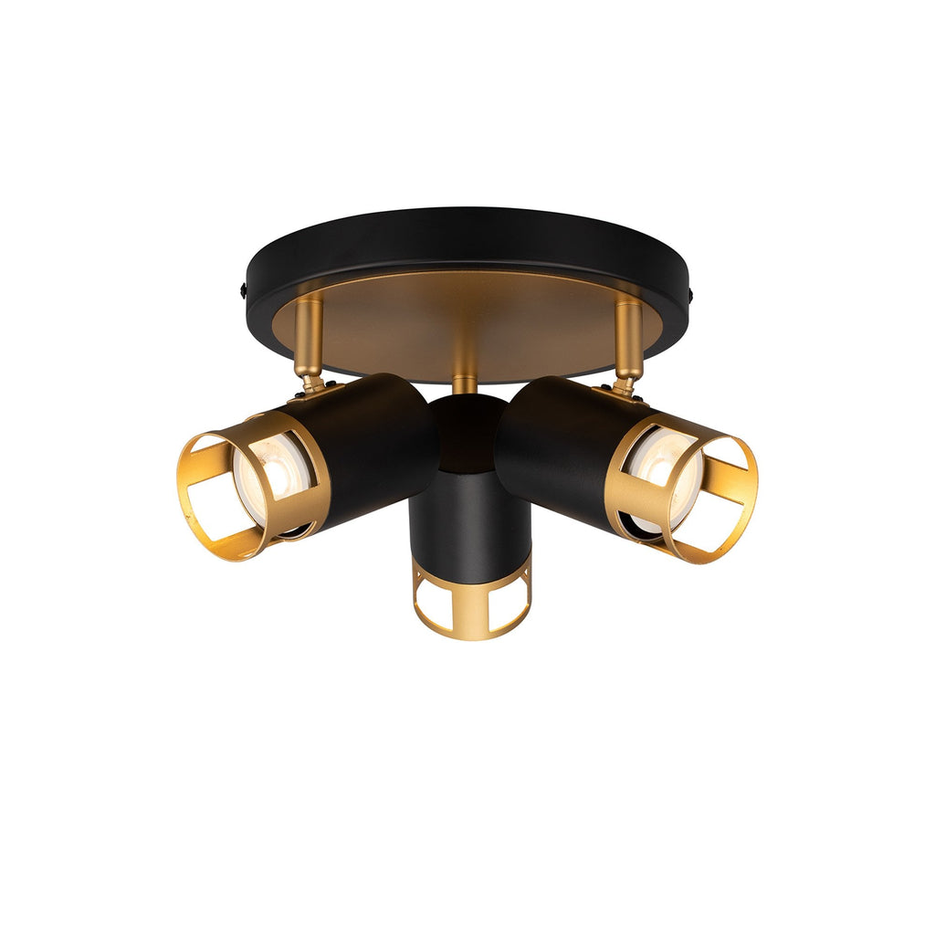 NL99549 Adner 3 Light Round Spotlight Black Painted Gold