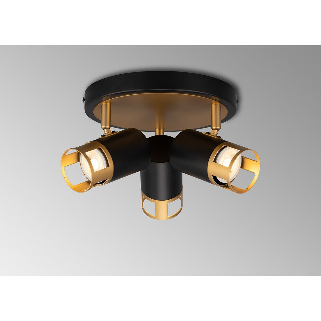 NL99549 Adner 3 Light Round Spotlight Black Painted Gold