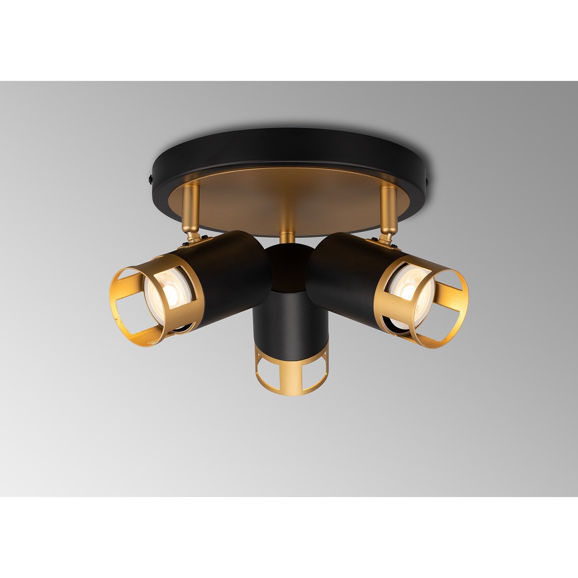 NL99549 Adner 3 Light Round Spotlight Black Painted Gold