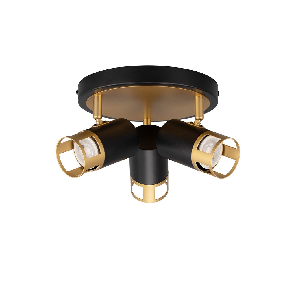 NL99549 Adner 3 Light Round Spotlight Black Painted Gold