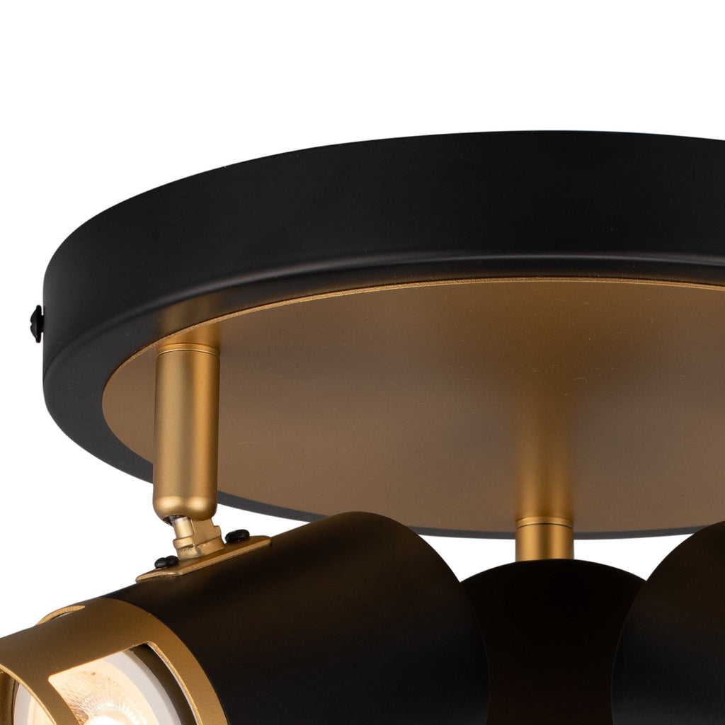 NL99549 Adner 3 Light Round Spotlight Black Painted Gold